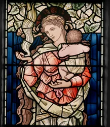 Birmingham, Ward End, St Margaret, Morris & Co., Edward Burne-Jones, John Henry Dearle (1859-1932), Välgörenhet, detalj, 1902, Stokes